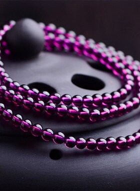 紫牙乌石榴石手链女天然水晶手链C多层三圈佛珠紫牙乌水晶手串