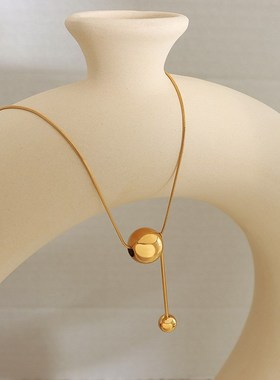 新中式ins风嘻哈潮流钢s珠流苏吊坠项链钛钢美拉德配饰圆蛇链饰品