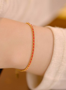 S92g5银新年编织红绳手链女本命年轻奢幸运手绳手饰闺蜜礼物