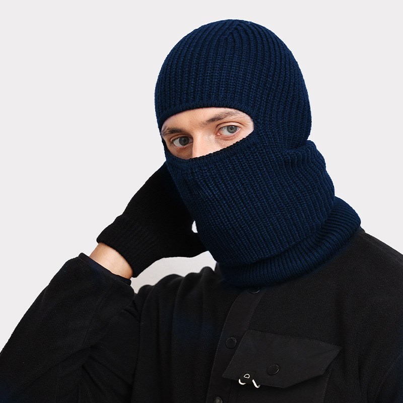 巴拉克拉a法帽日系复古黑色保暖毛线帽子男士头套针织帽面罩冷帽