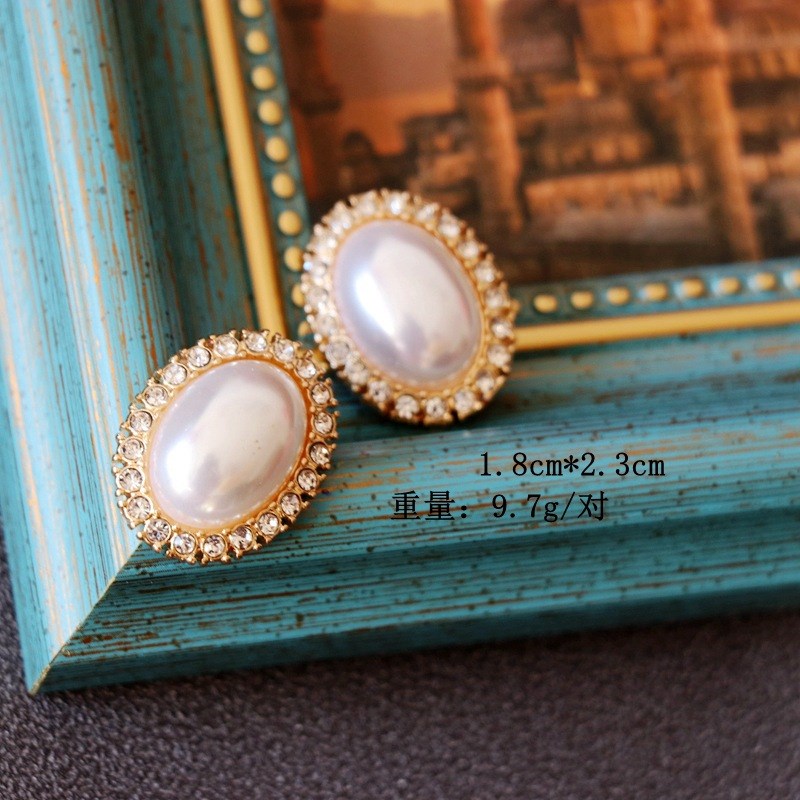 西洋中古珍珠项链白色黑色赫本风C仿珍珠项链银针耳钉套装旗袍礼