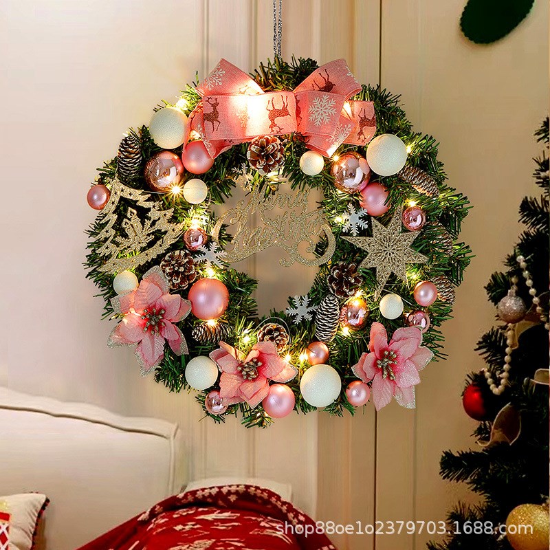圣诞节装饰品花环门挂花圈场景布置藤条圣诞树Q圈挂饰挂件门饰吊