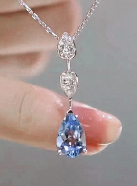 珠宝 2023新款925银海蓝水滴高碳钻高P级感时尚百搭女款项链