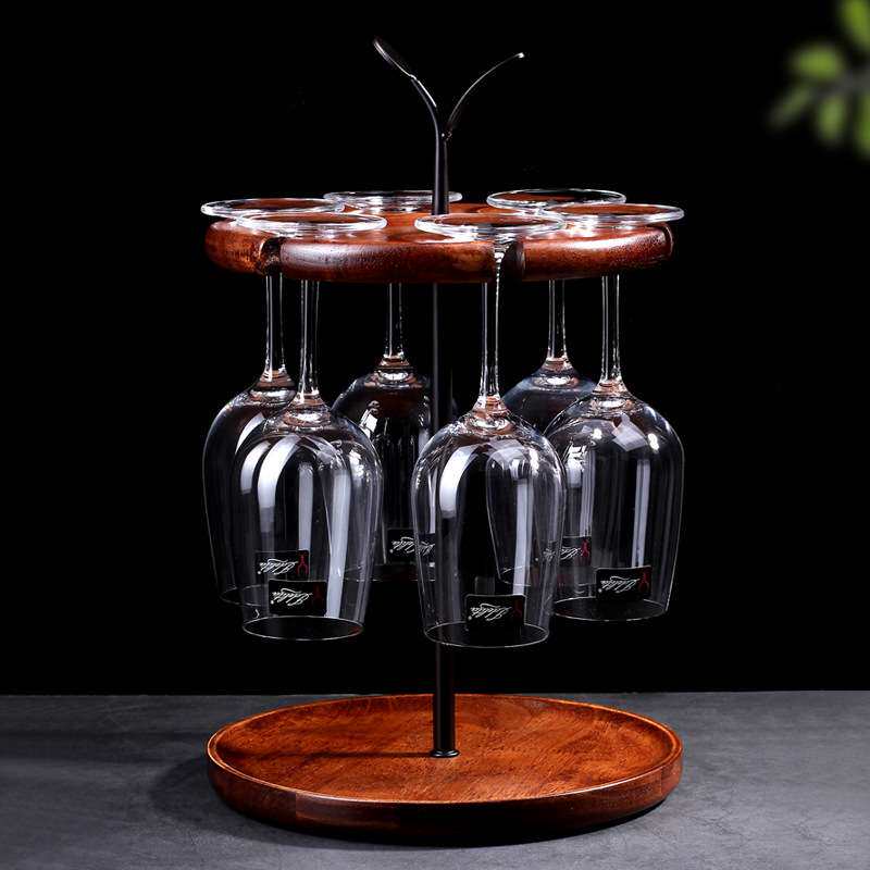 康之润红酒杯架倒挂酒杯架倒挂红酒架摆件酒杯架杯架6只装实木