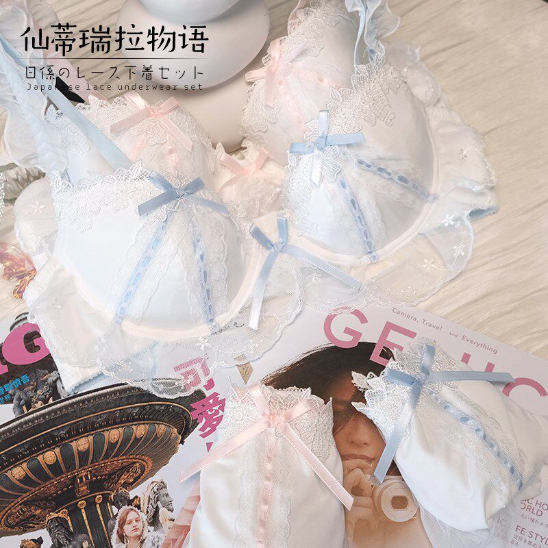 可爱内衣套装胖mm大码大胸纯欲G日系聚拢上托少女文胸薄款
