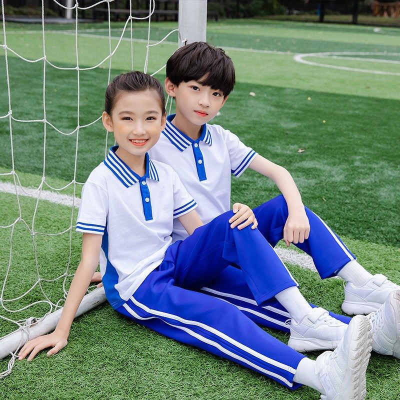 幼儿园园服夏装蓝白中小学生校服儿童运动会套装夏季班服老师定制