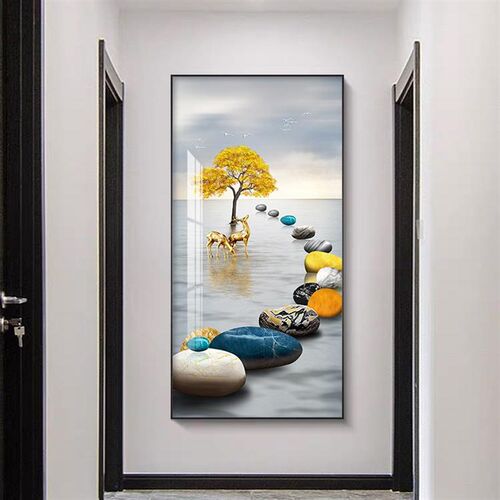 玄关装饰画现代简约入户正对进门墙壁挂画新中式玄幻走廊过道壁画