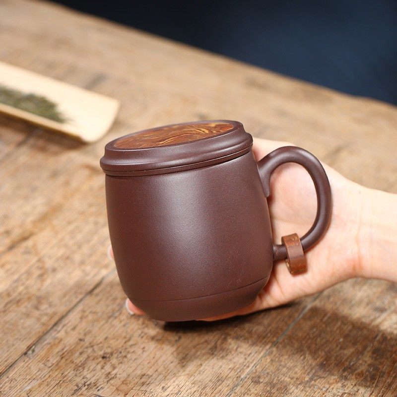 紫砂杯泡茶杯茶水分离带盖过滤内胆男士女士款办公室陶瓷杯子