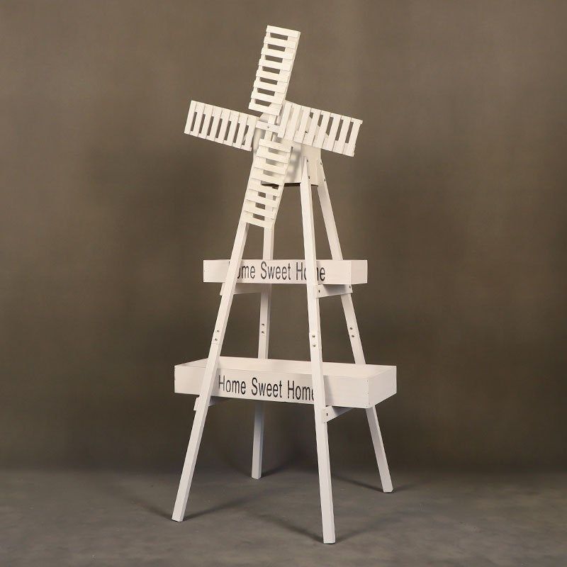 新款婚庆道具实木复古木质风车户外婚礼迎宾布置装饰摆件森系花架