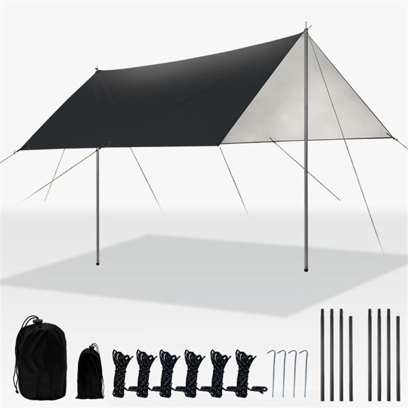 户外露营帐篷防水遮阳涂银天幕防晒多人四角方型天幕现货热销