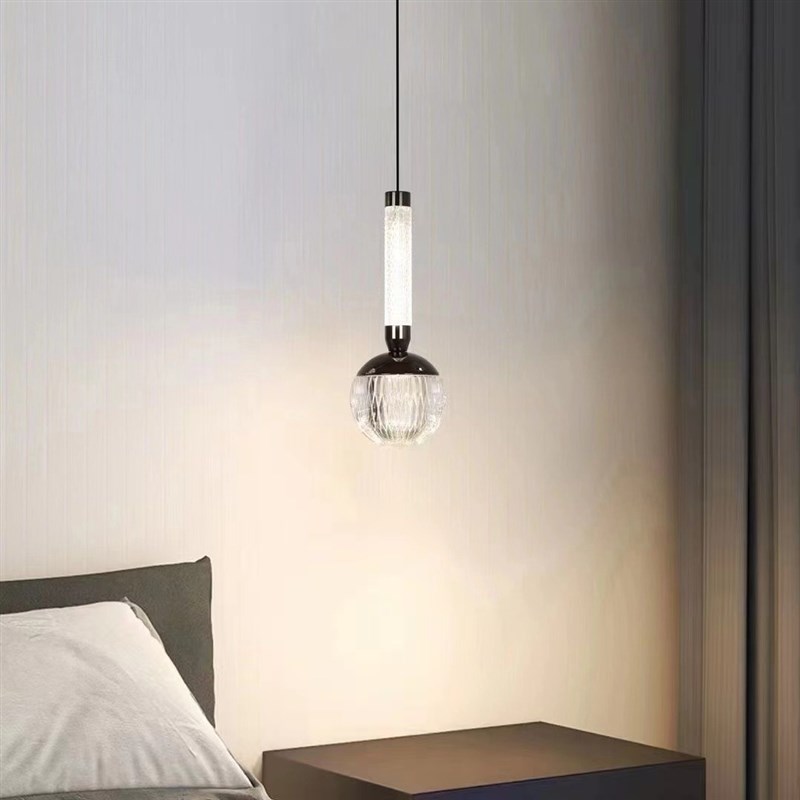 新款轻奢卧室床头吊灯现代简约圆形装饰创意艺术单个主卧长线吊灯