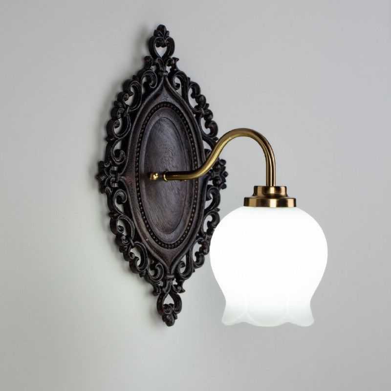 复古轻奢花朵光影壁灯法式客厅卧室实木床头灯卫生间中古镜前灯