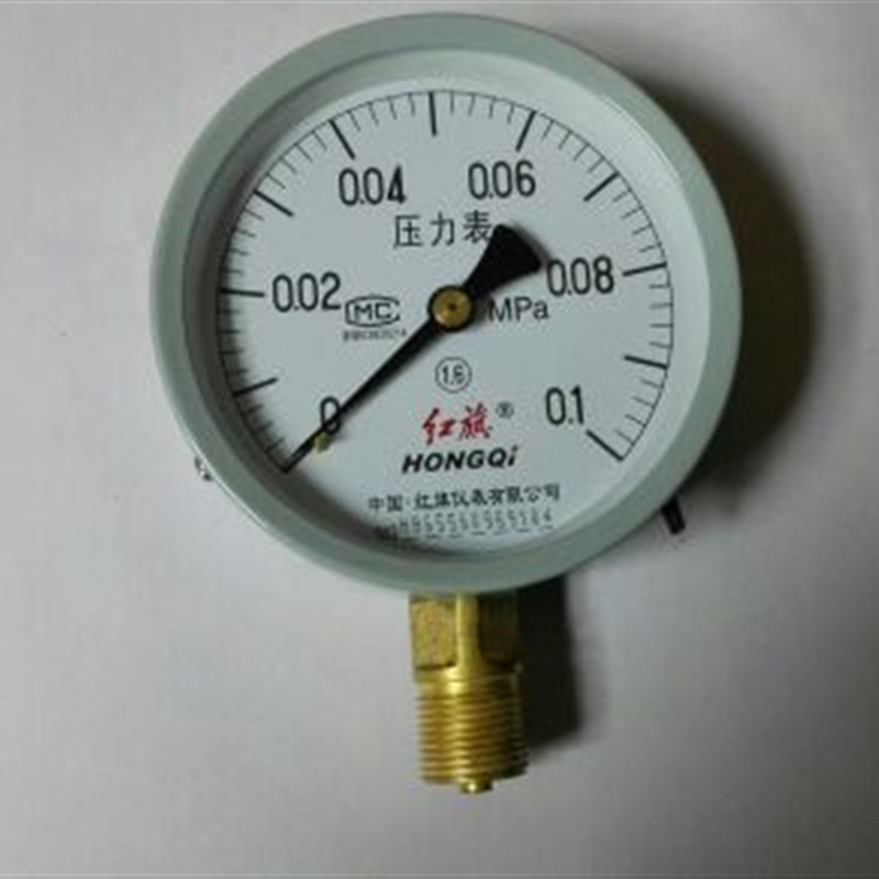 压力表  y-100 0~0.1mpa 表面直径100mm 螺纹M20X1.5 径向安装