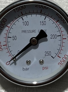 250bar 3500psi (25mpa)轴向压力表 外壳直径60mm 6cm 螺纹PT1/4