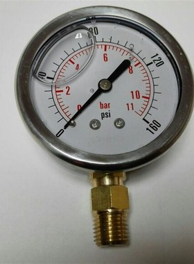 11bar 不锈钢防震压力表 68mm 耐震表 160psi yn-63 铜接头 2.5级