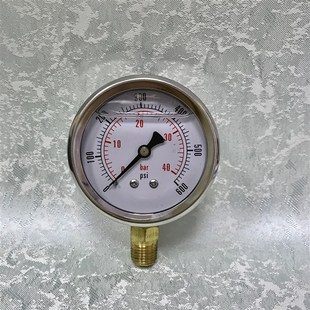 单位刻度 40bar 双刻度 外壳直径62mm 600psi 充油耐震压力表