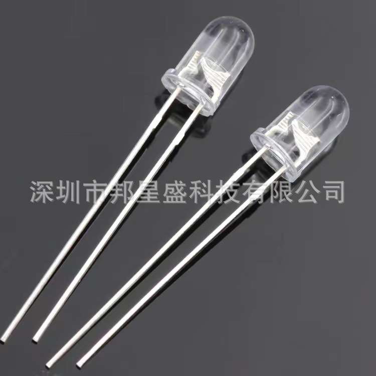 F5圆头双色无极LED灯珠透明雾状红绿红蓝红翠绿红红绿绿双色5MM灯