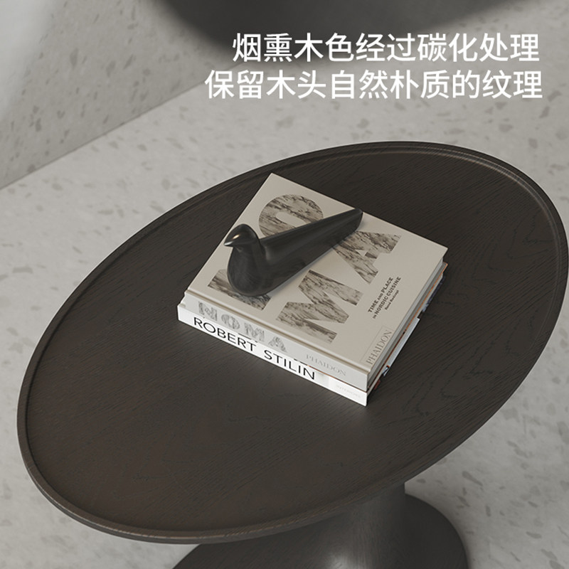 意式极简白蜡木边几现代沙发角几实木可移动客厅家用小圆桌小户型