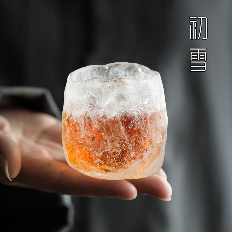 日式琉璃茶杯冰冻烧功夫茶主人杯单杯茶具个人酒杯玻璃小杯子
