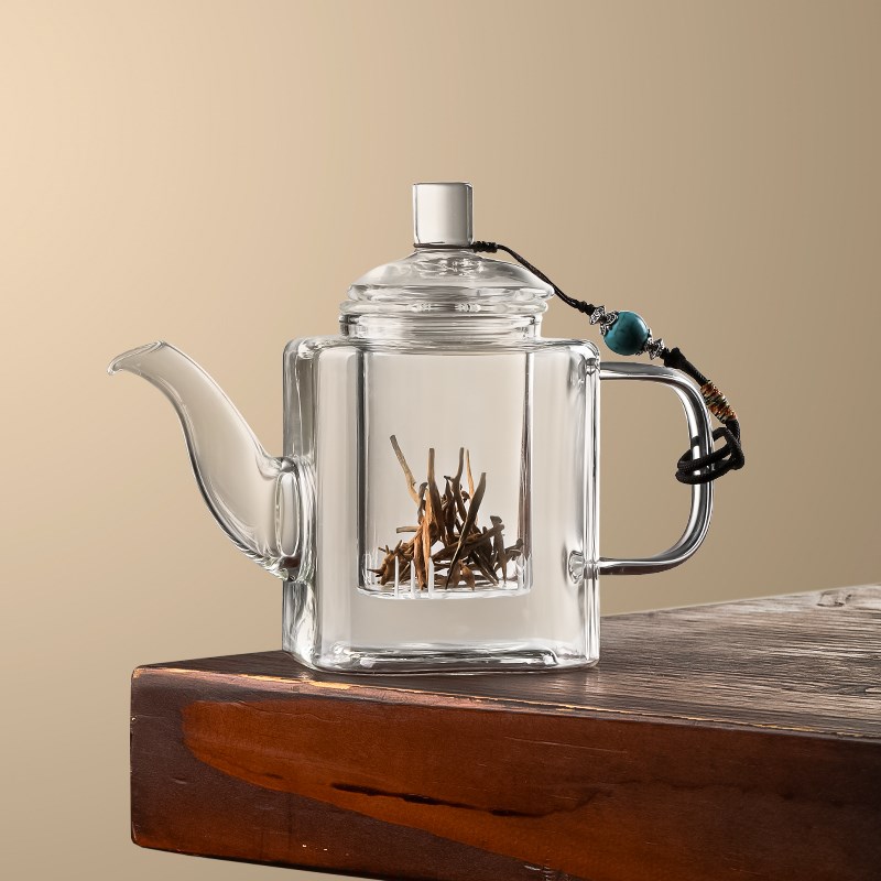 红茶泡茶器玻璃小茶壶一人用日式滤网内置单壶透明普洱茶茶具