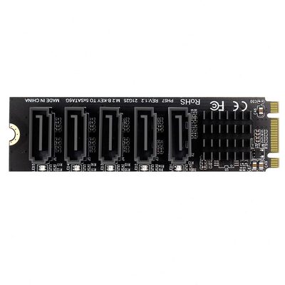 甄选M.2 NGFF B-KEY SATA转5口SATA3 6Gbps扩展卡JM575主控PH57