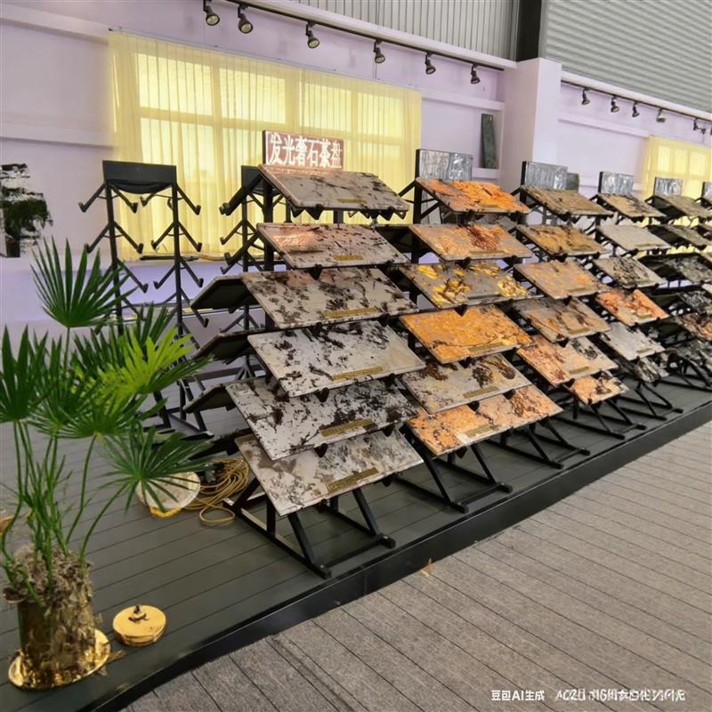 石材排水茶台架子高承重加厚展示架奢光K电石茶盘大理石排水茶台