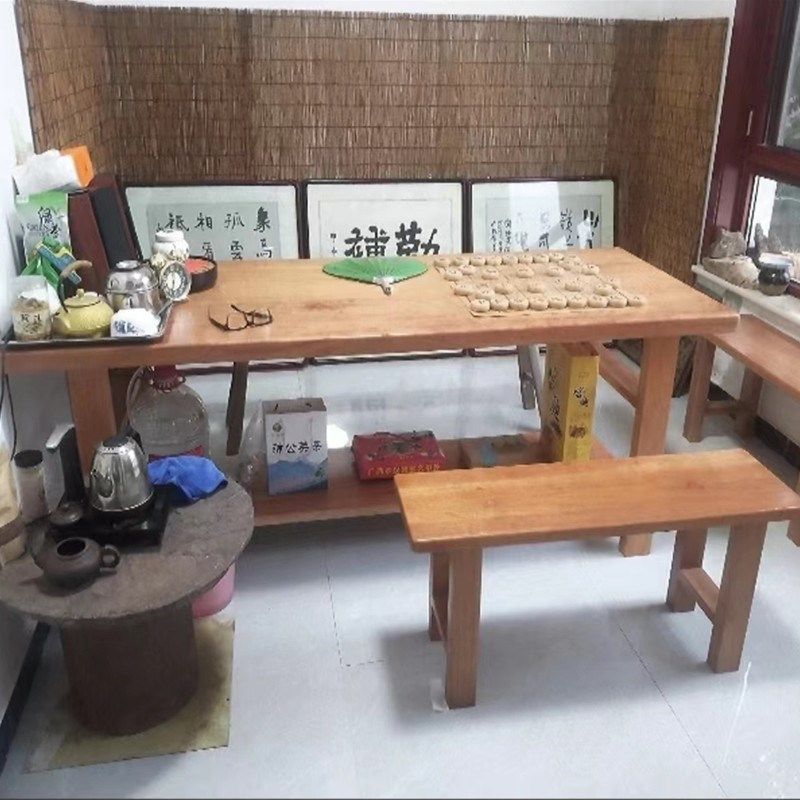 香椿木原木双层书桌红椿纯实木电脑桌简约现代书房学习.桌办公桌