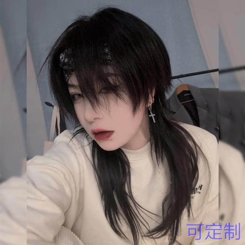 鲻鱼头假发男短发韩版帅气狼尾头发型男女自然蓬.松学生头套