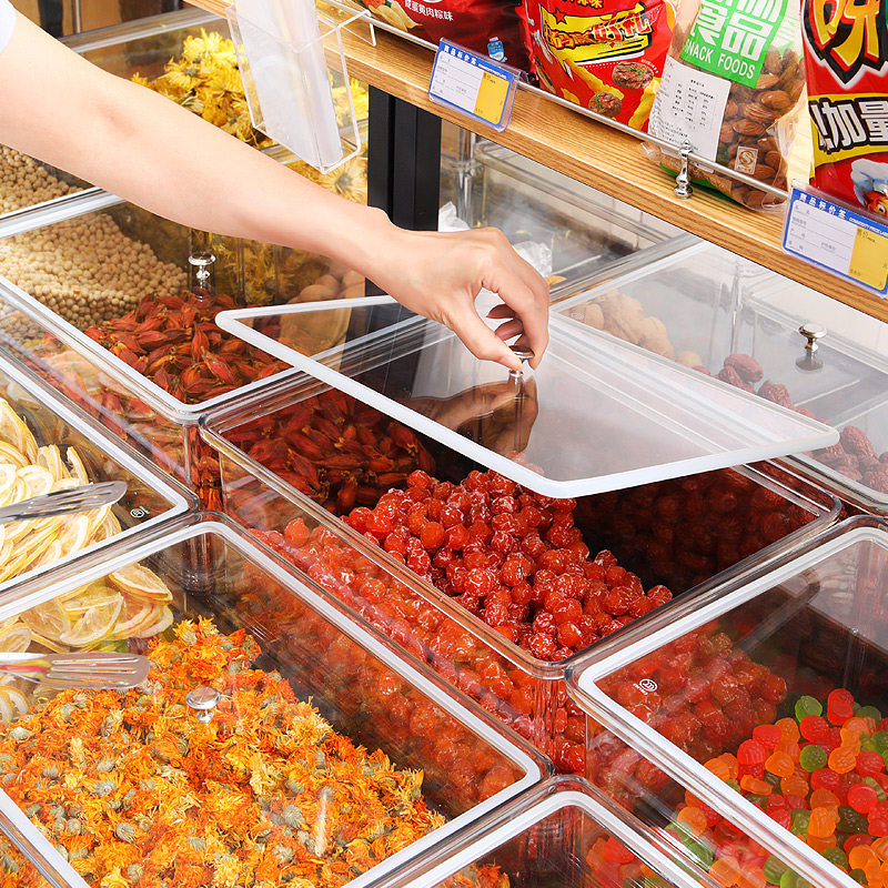 超市散称零食干果盒食品陈t列盒散货透明密封罐五谷杂粮防潮密封