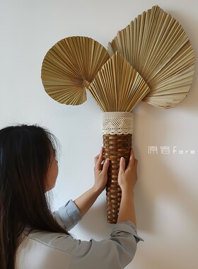 花艺设计软装搭配葵扇叶场景墙面背景H布置装饰大葵叶子蒲扇芭蕉