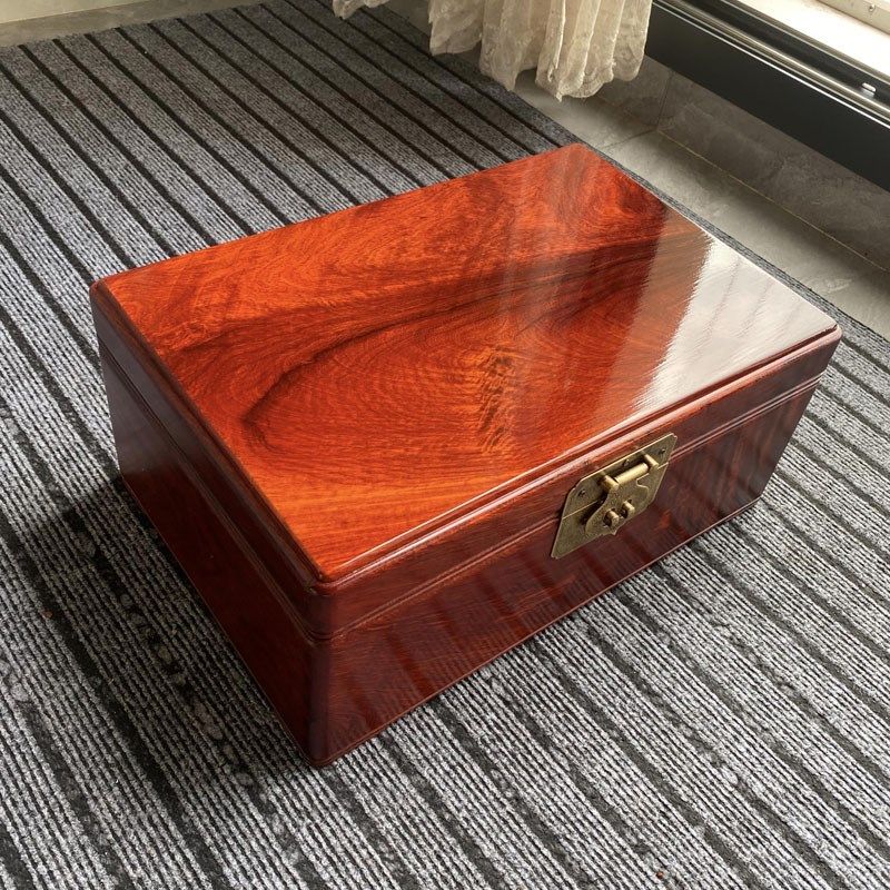 红木缅甸花梨木首饰盒q大果紫檀收纳盒高档精致实木大容量榫卯结