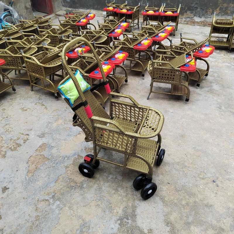 小推车折叠宝宝手推车童车儿童藤椅小孩竹藤仿藤轻便可夏季躺车