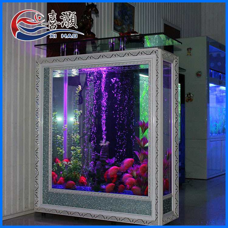 包邮长方形大型欧式屏风生态鱼缸水族箱中型超白玻璃底部过滤