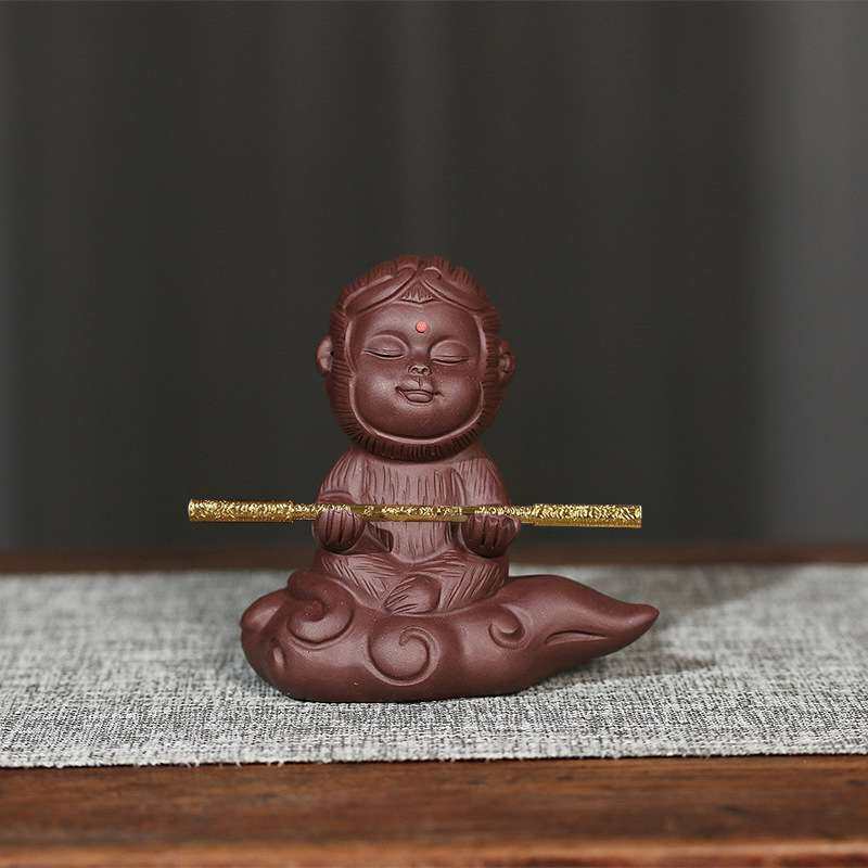 宜兴紫砂茶宠大圣归来齐天大圣孙悟空精品紫砂摆件手工雕塑茶具