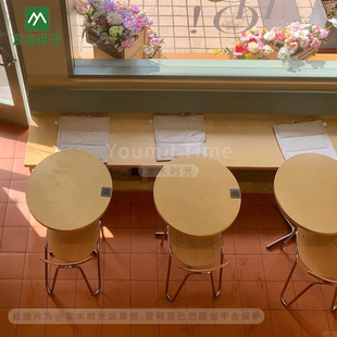 韩版融合餐厅商用休闲餐椅烘焙奶茶店海洋板桌椅咖啡厅接待小圆桌