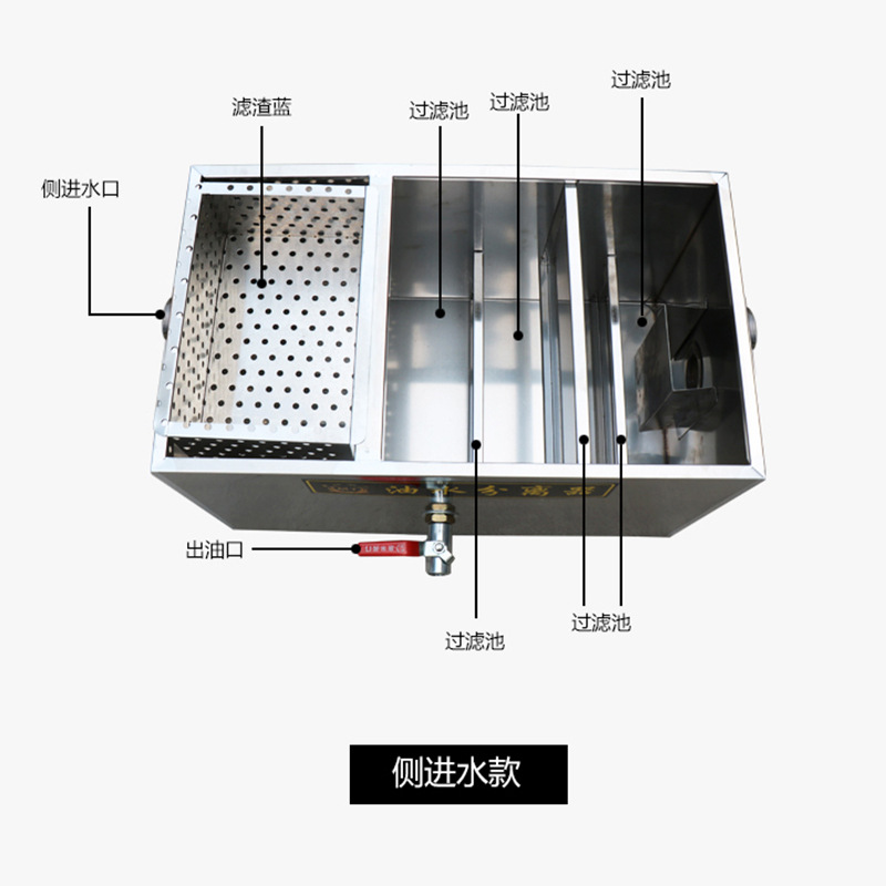 餐饮饭店污水处理器不锈钢隔油池酒店厨房环保油水分离器小型过滤