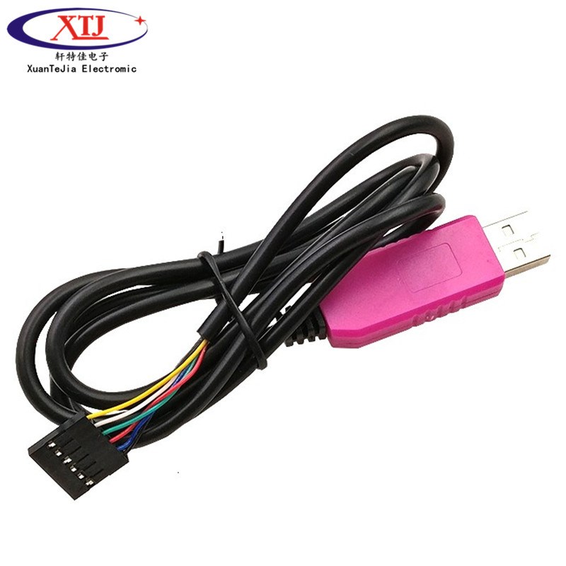 粉红色 6Pin PL2303HXD USB转TTL/RS232 支持WIN/7/8