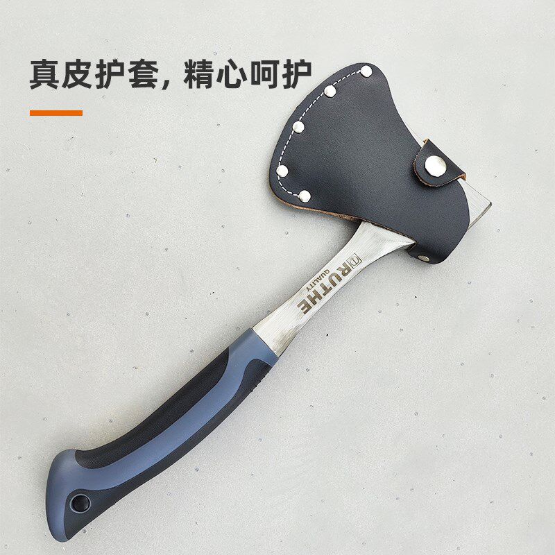 德国RUTHE手斧户外野营斧头露营斧子橡胶把手真皮护套原装进口