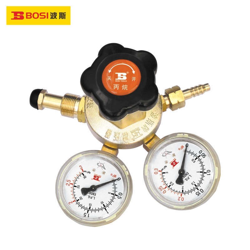 波斯工具 丙烷减压表(大霸黄) 全铜气体减压器压力表BS-YQW93