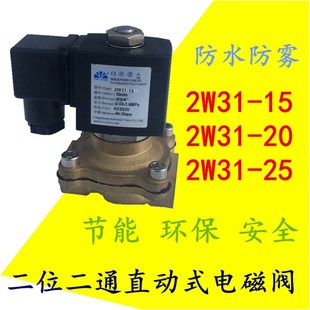 防水电磁阀2W31 2W31 电磁阀AC220V 25直拉膜片式 包邮