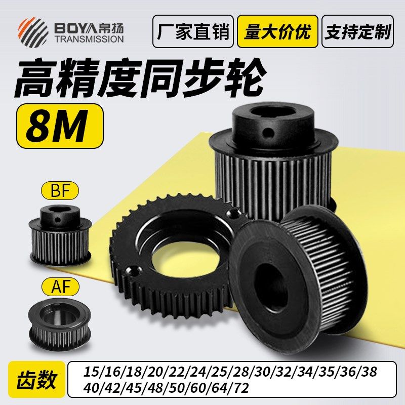 同步轮8m同步齿轮同步带套装传动轮s8m惰轮同步带涨紧轮非标定做