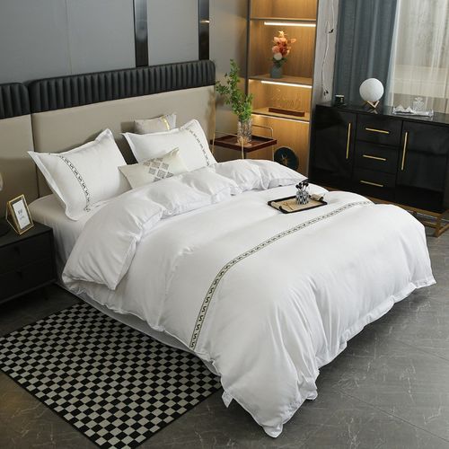 宾馆酒店床上用品四件套民宿房三件套加厚纯白色床单被套整套