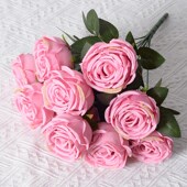 仿真玫瑰10头皇妃玫手捧花欧式 把束绢花婚庆酒店客厅装 饰跨境