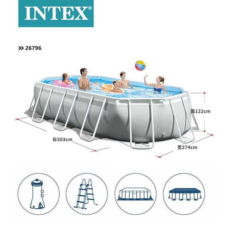 INTEX长方形支架游泳池成人家庭泳池大号户外儿童游泳池充气水池