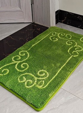 跨境家用金黄色加厚卧室门口地垫浴室吸水地毯红色门口进门脚垫