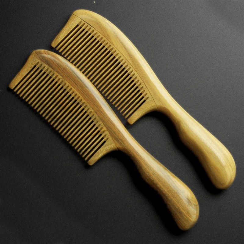 厂家热卖檀木梳子顺发按摩梳子檀香木头梳子厚手柄绿檀木梳子
