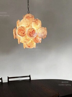 意大利Murano穆拉诺玻璃吊灯法式复古客厅餐厅高级感艺术圆盘吊灯