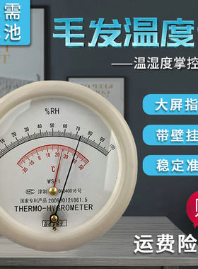 天津凤洋毛发温湿度表WS-1型干湿温度计指针室内环境温度湿度检测