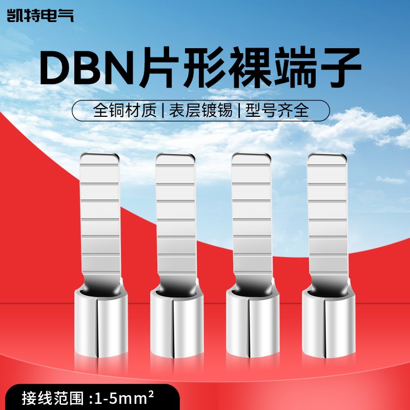 DBN片型裸接线端子DBV片形预绝缘铜端头1/2/5.5-10/14插针