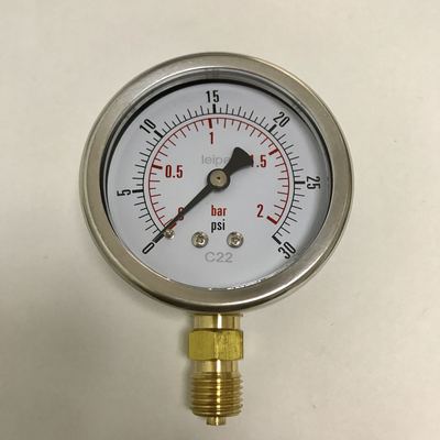 leipai 压力表 不锈钢外壳直径68mm 无油 压力2bar 30psi m14x1.5